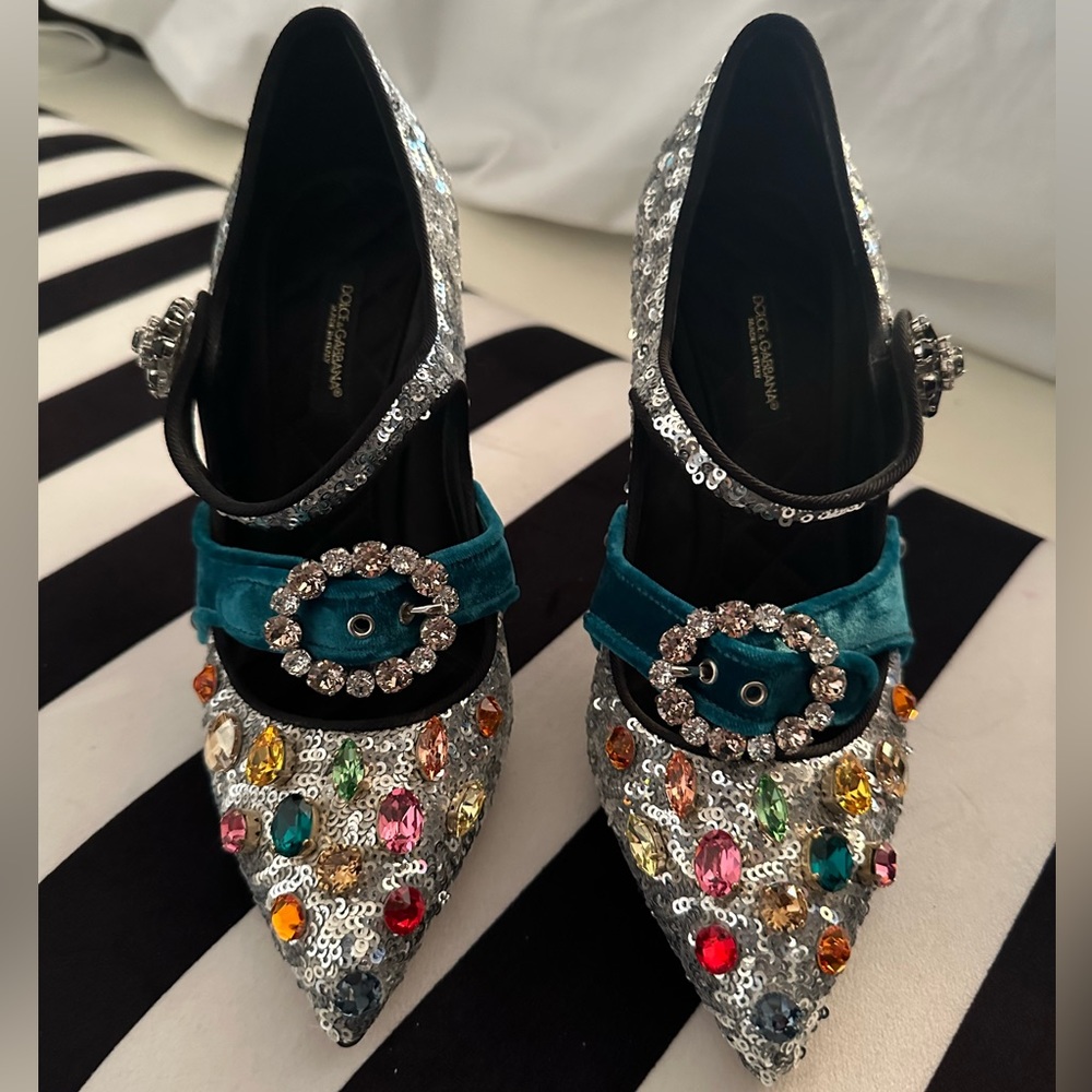Dolce & Gabbana heels pumps. Mary Janes. Euro size 38. Sequined. Crystals.